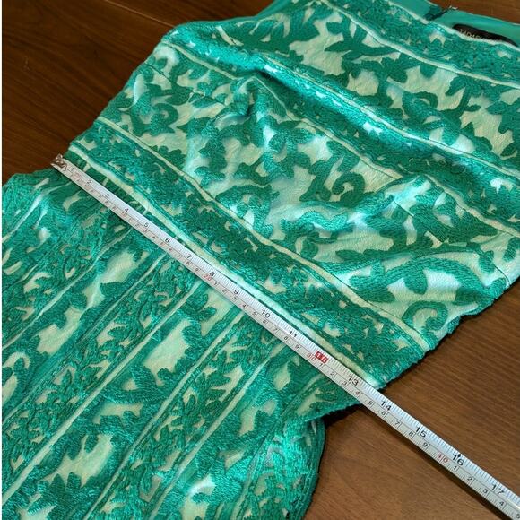 Tadashi Shoji Green Floral Lace Sleeveless Midi Dress, size 2 - Picture 5 of 8